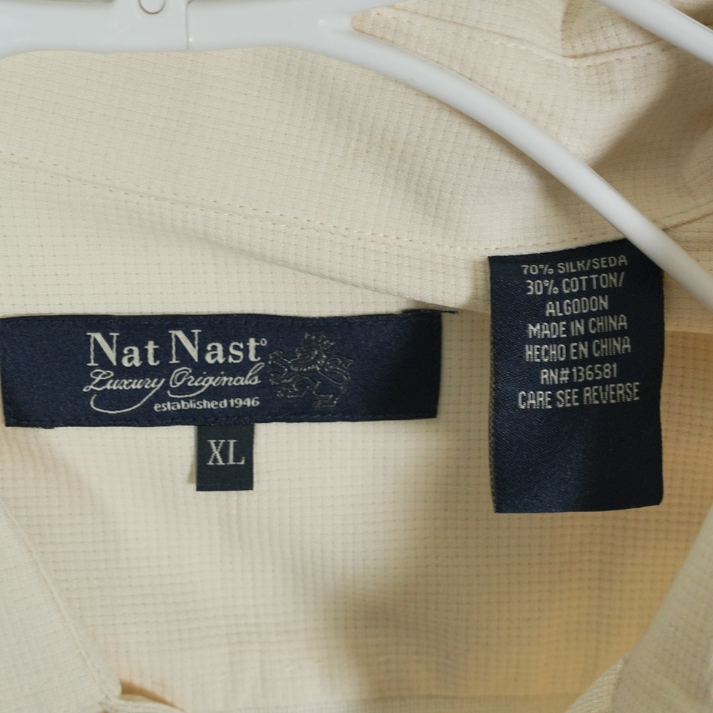 Nat Nast Luxury Originals Ivory Silk Cotton Button Down Shirt Mens XL SC207A - Picture 3 of 9